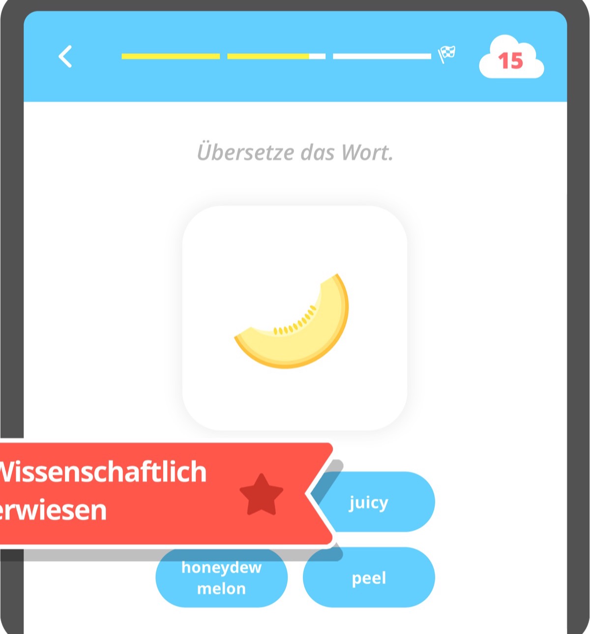 EASY peasy Screenshot — Lernkarte: Übersetze das Wort